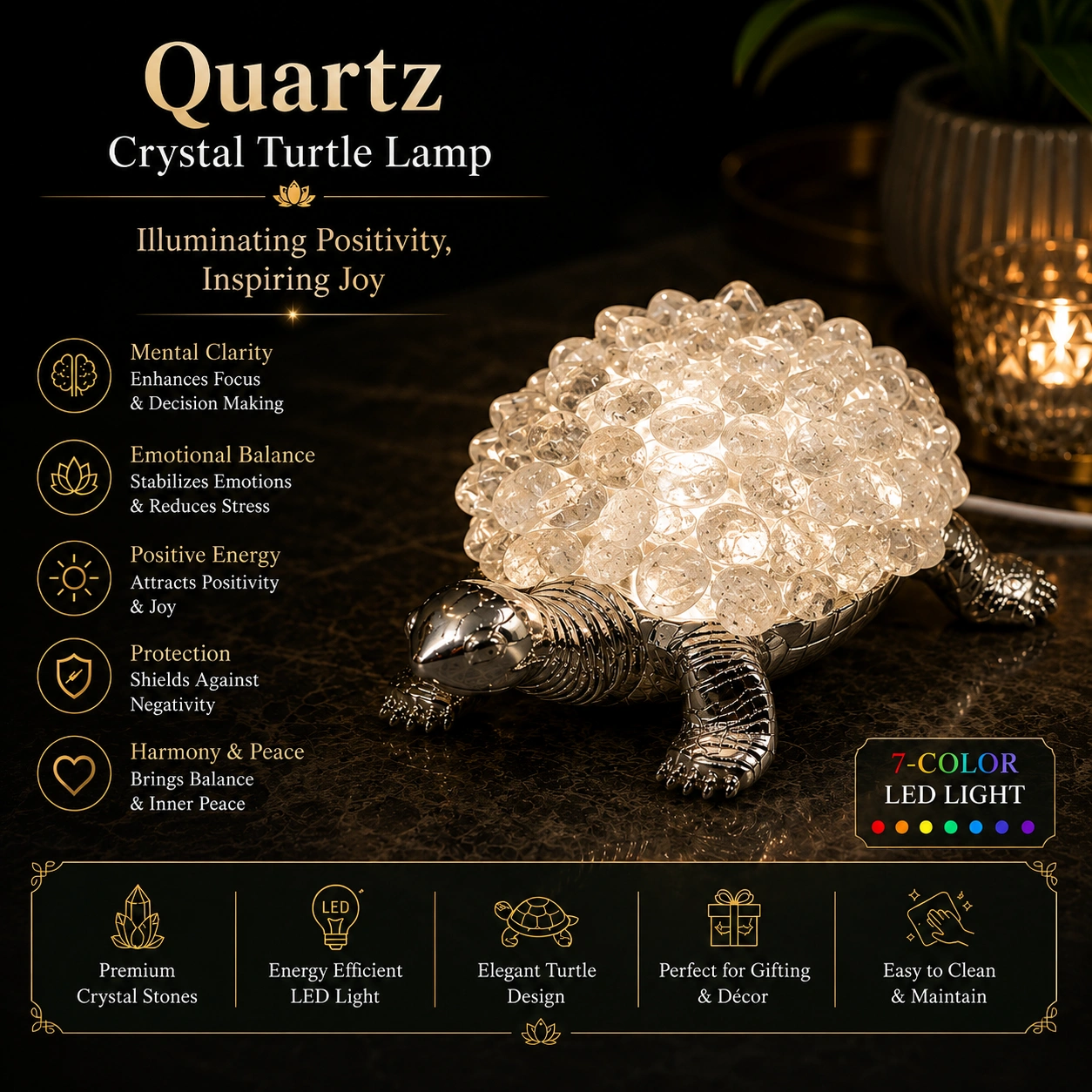 Quartz Crystal Turtle Lamp