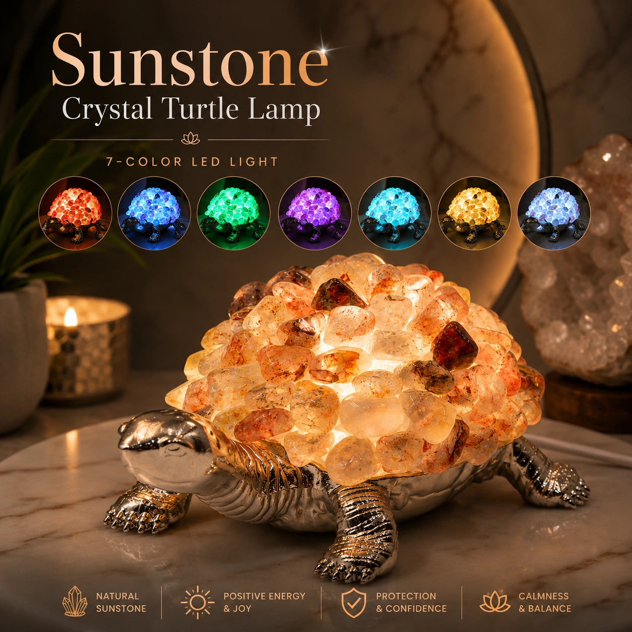 Sunstone Crystal Turtle Lamp