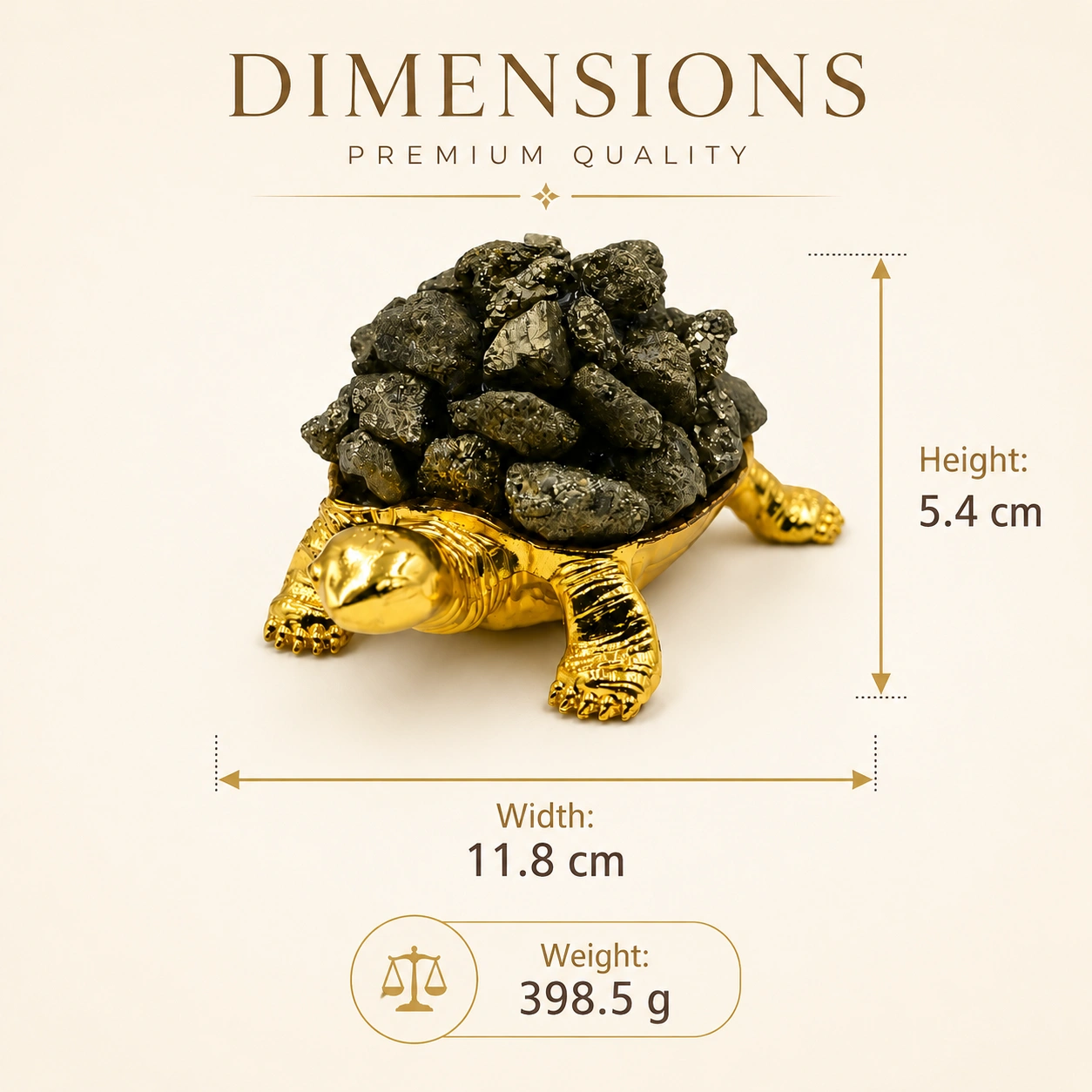 Golden Pyrite Turtle LED Decor with Natural Pyrite Stones, Metallic Gold Turtle Base & Purple Ambient Glow 5