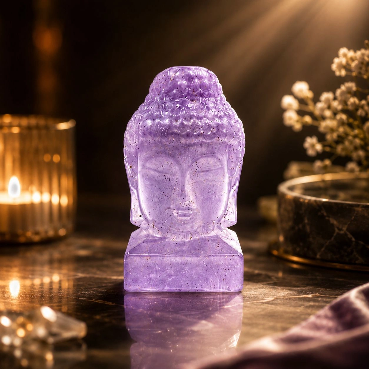 Hand-Carved Natural Crystal Buddha Head Figurine | Rainbow Fluorite, Green Fluorite & Amethyst Stone Variants | Premium Meditation & Home Decor Gift 1