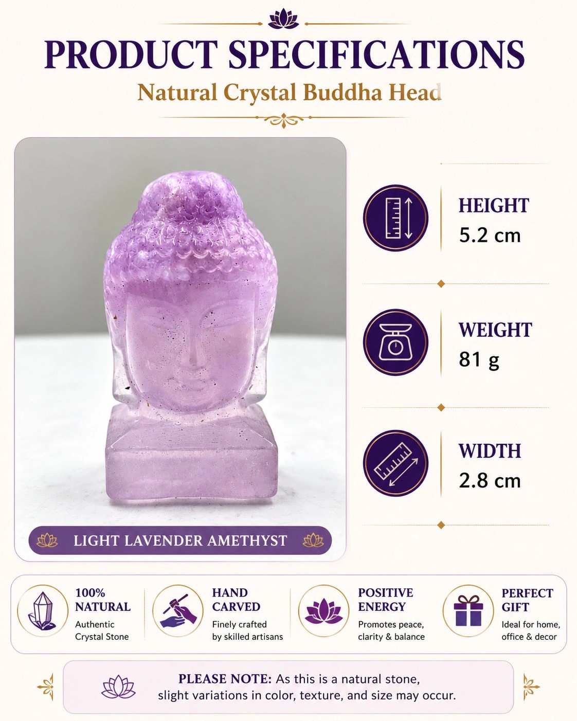 Amethyst Buddha Head