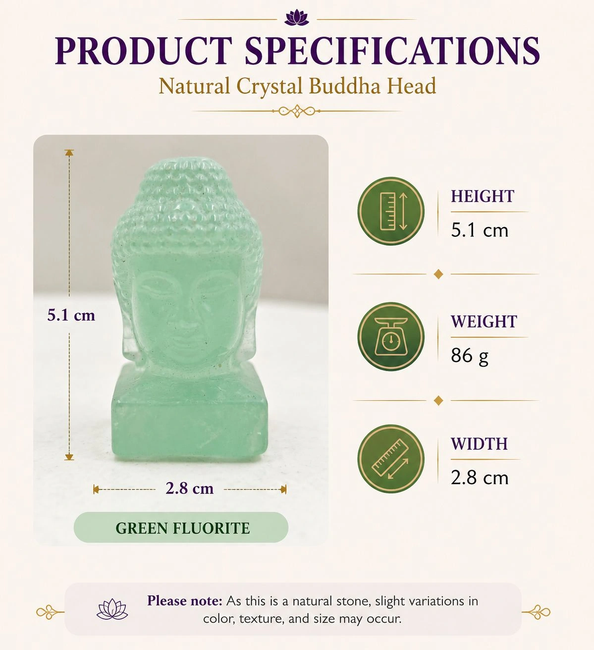 Green Fluorite Buddha Head