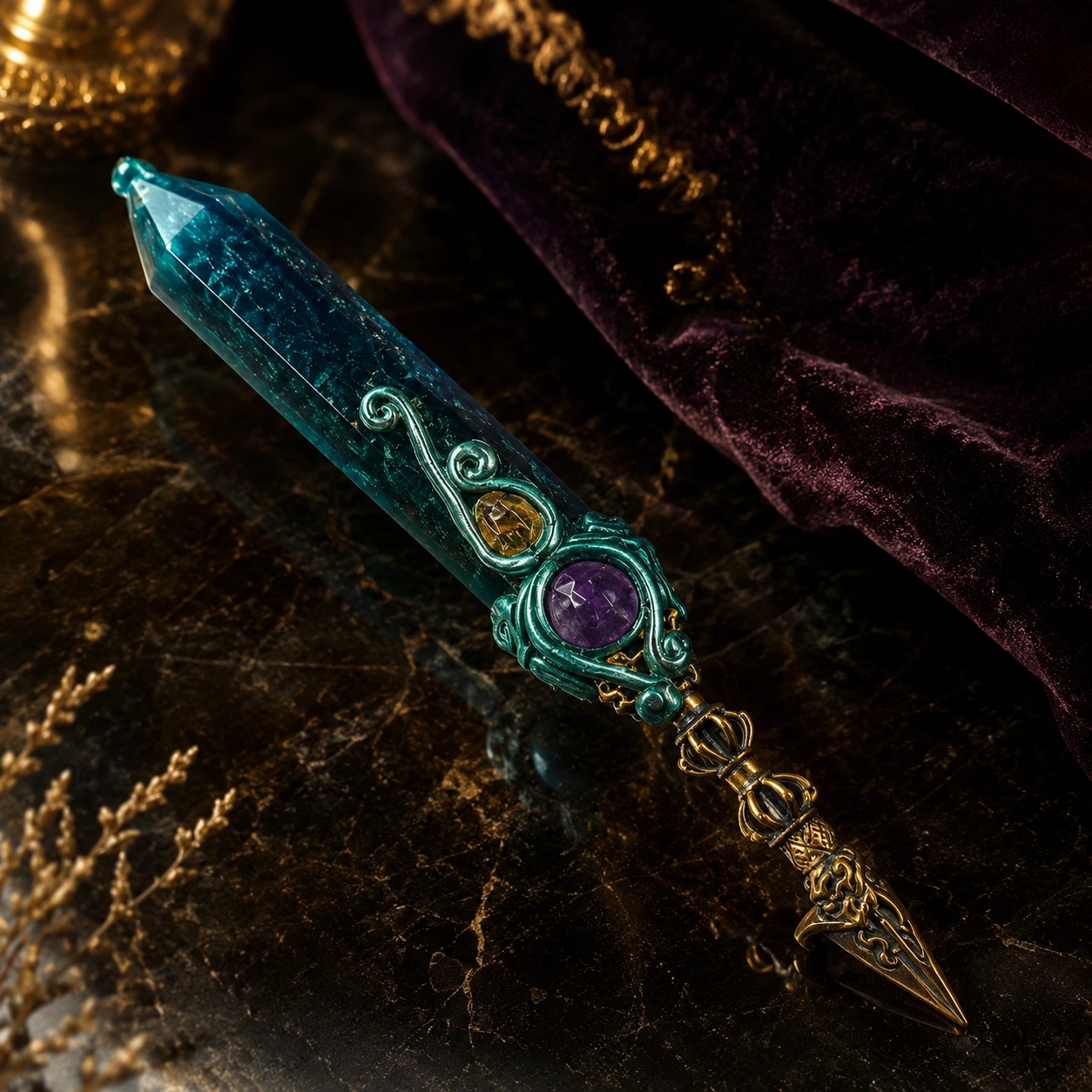 Blue Crystal Decor Wand