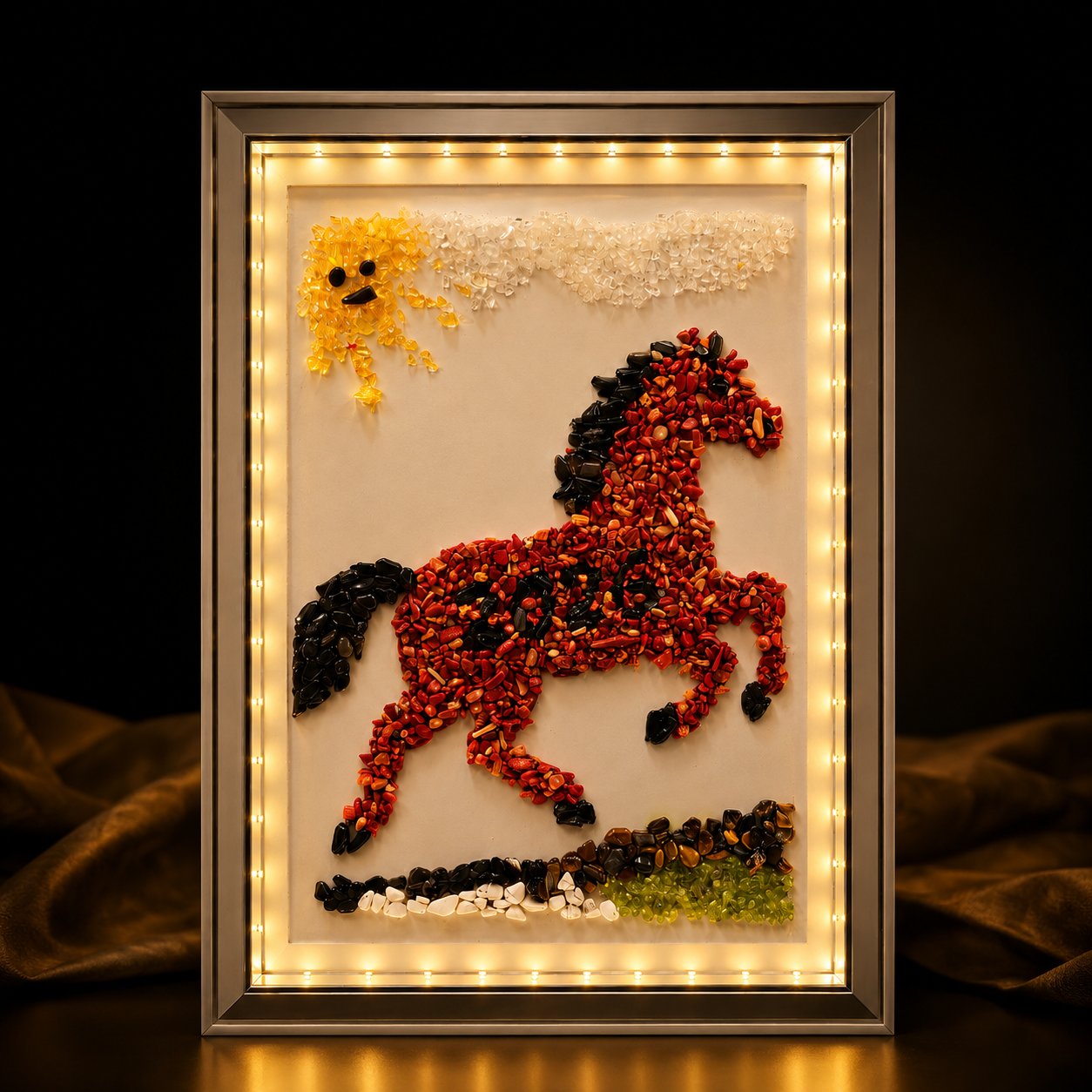 LED Gemstone Frame Art – Handcrafted Illuminated Natural Stone Wall & Table Décor 6