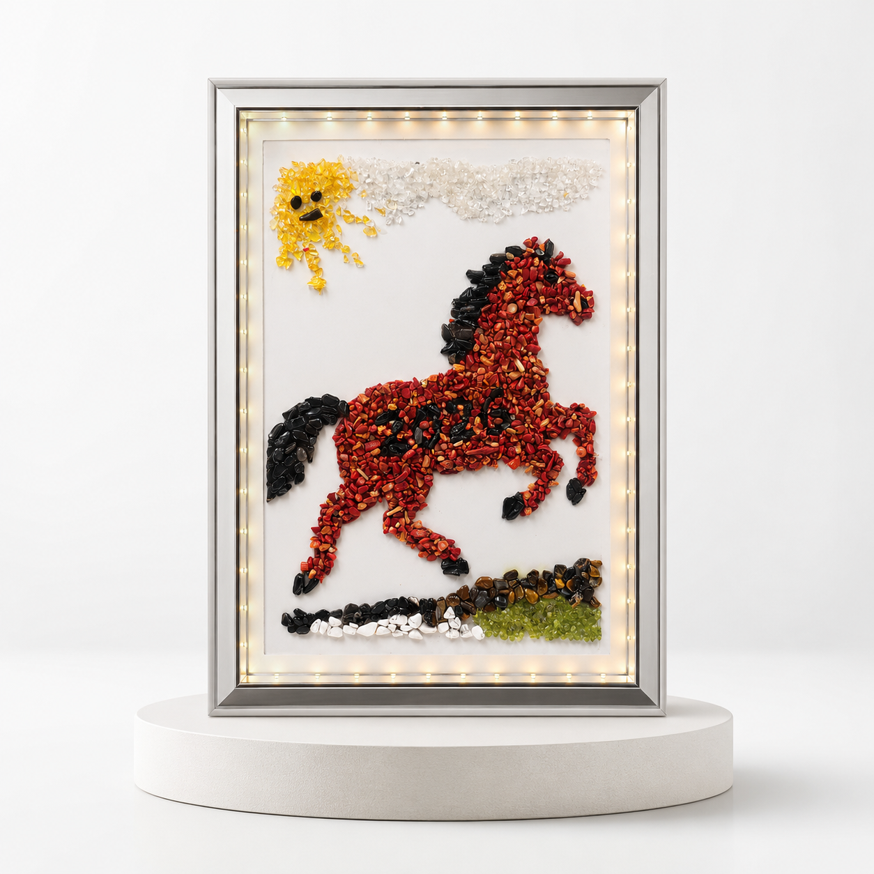 LED Gemstone Frame Art – Handcrafted Illuminated Natural Stone Wall & Table Décor 2