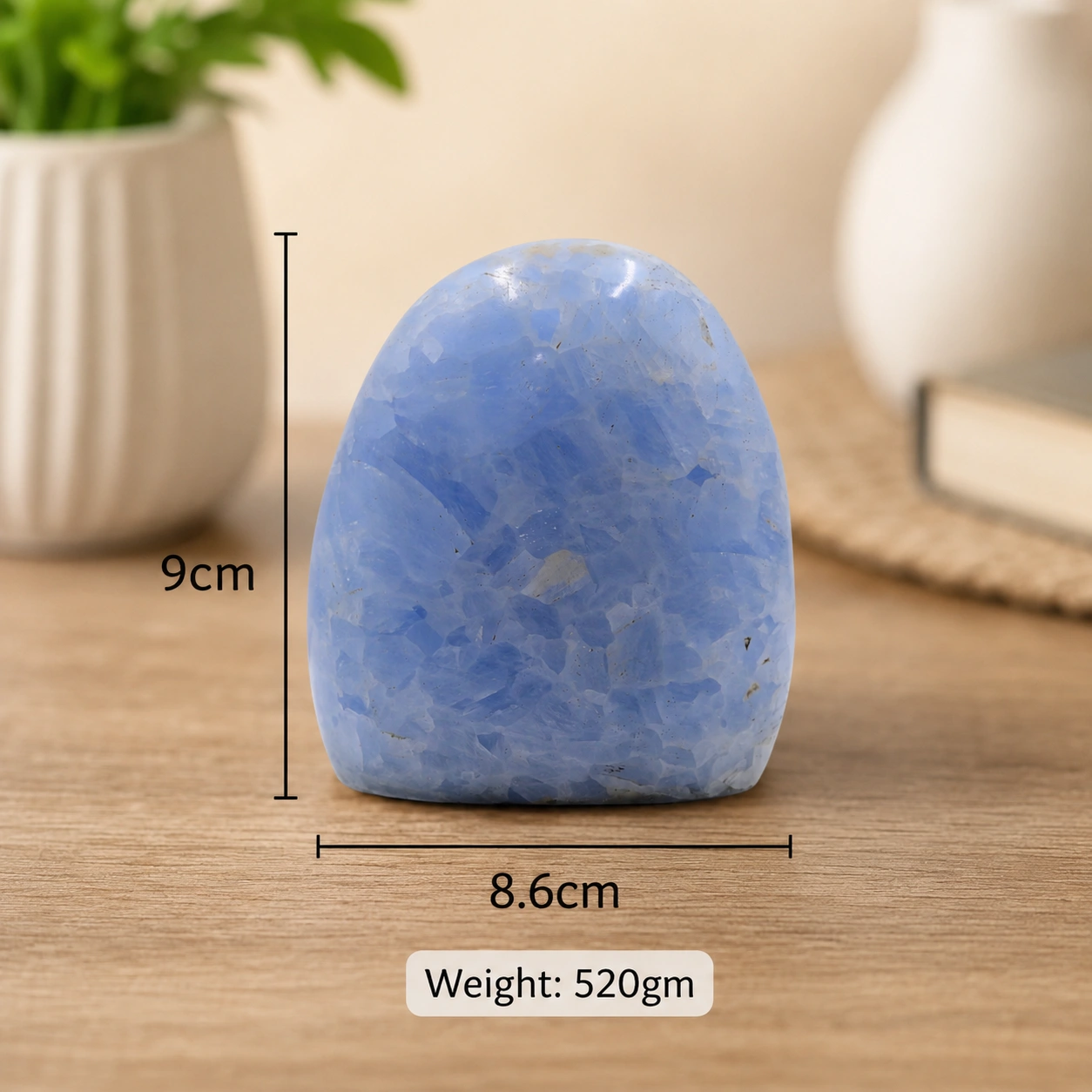 Natural Blue Calcite Free-Form Crystal - Hand-Polished Standing Display Stone for Calming Energy, Emotional Balance, Inner Peace & Stress Relief | Premium Healing Crystal Home Decor 