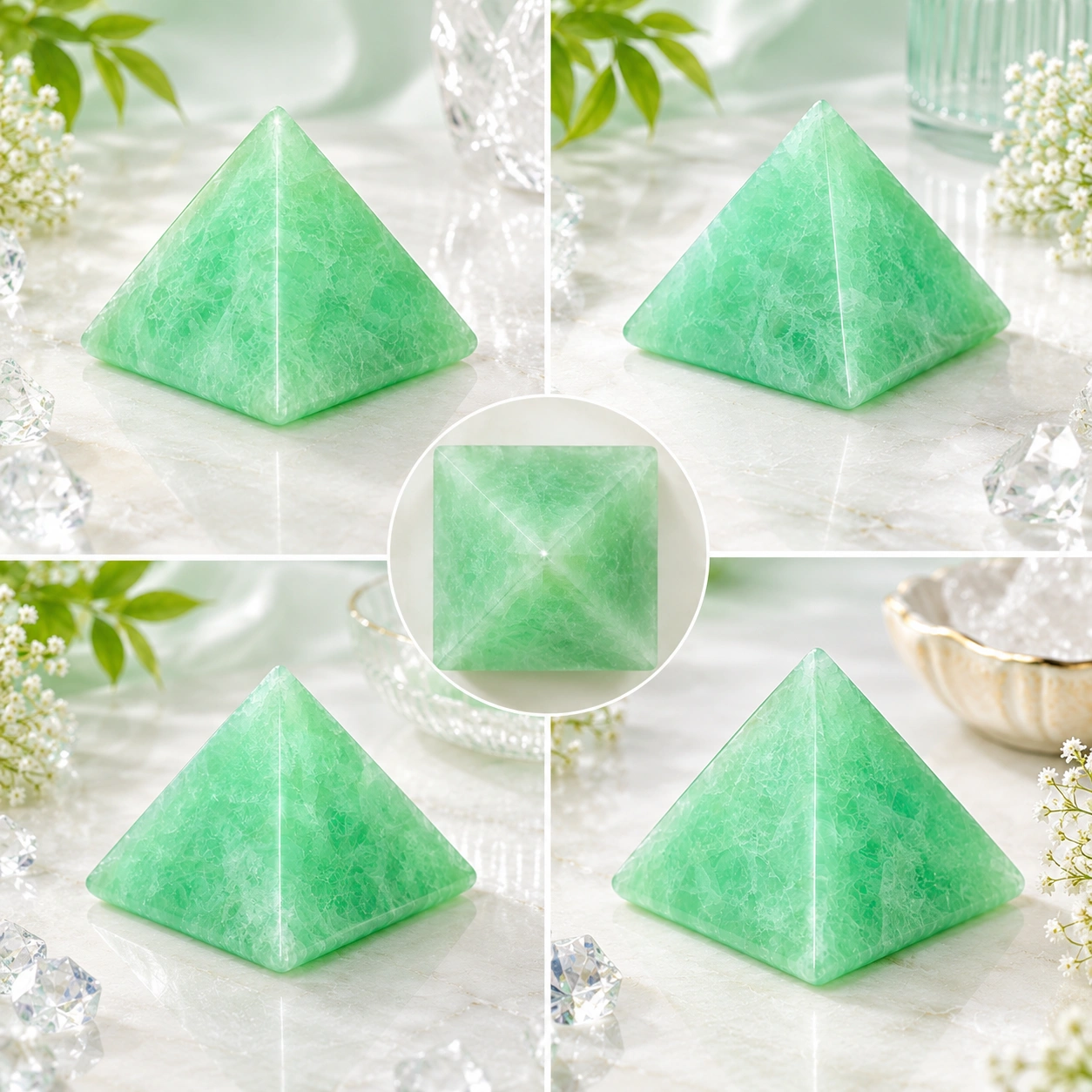 Natural Green Fluorite Crystal Pyramid - Hand-Polished Mint Glow Gemstone Pyramid for Clarity, Calm & Positive Transformation | Premium Feng Shui & Vastu Decor for Home, Office & Meditation Space | 3.5 cm Height / 4 cm Base / 78 g | Stone Mart — view 6