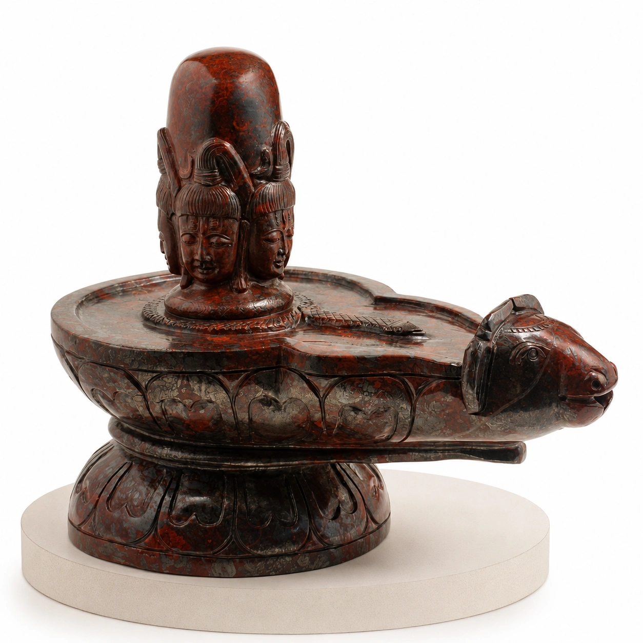 Natural Iron Tiger Stone Shivling with Nandi Base | Hand-Carved Sacred Decor | 21.5 cm Height | 10 kg 4