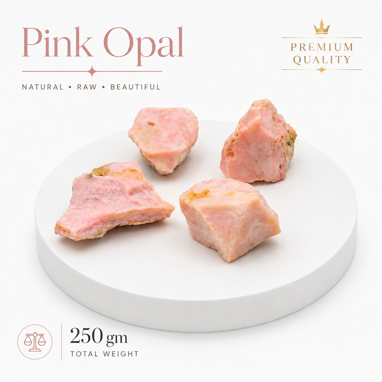Natural Pink Opal Raw Stone Pieces | Unpolished Rough Pink Opal Mineral Chunks | Decorative Healing Gemstone for Home Decor, Crystal Collection & Gifting