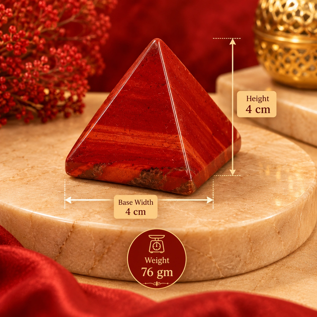 Natural Red Jasper Crystal Pyramid -