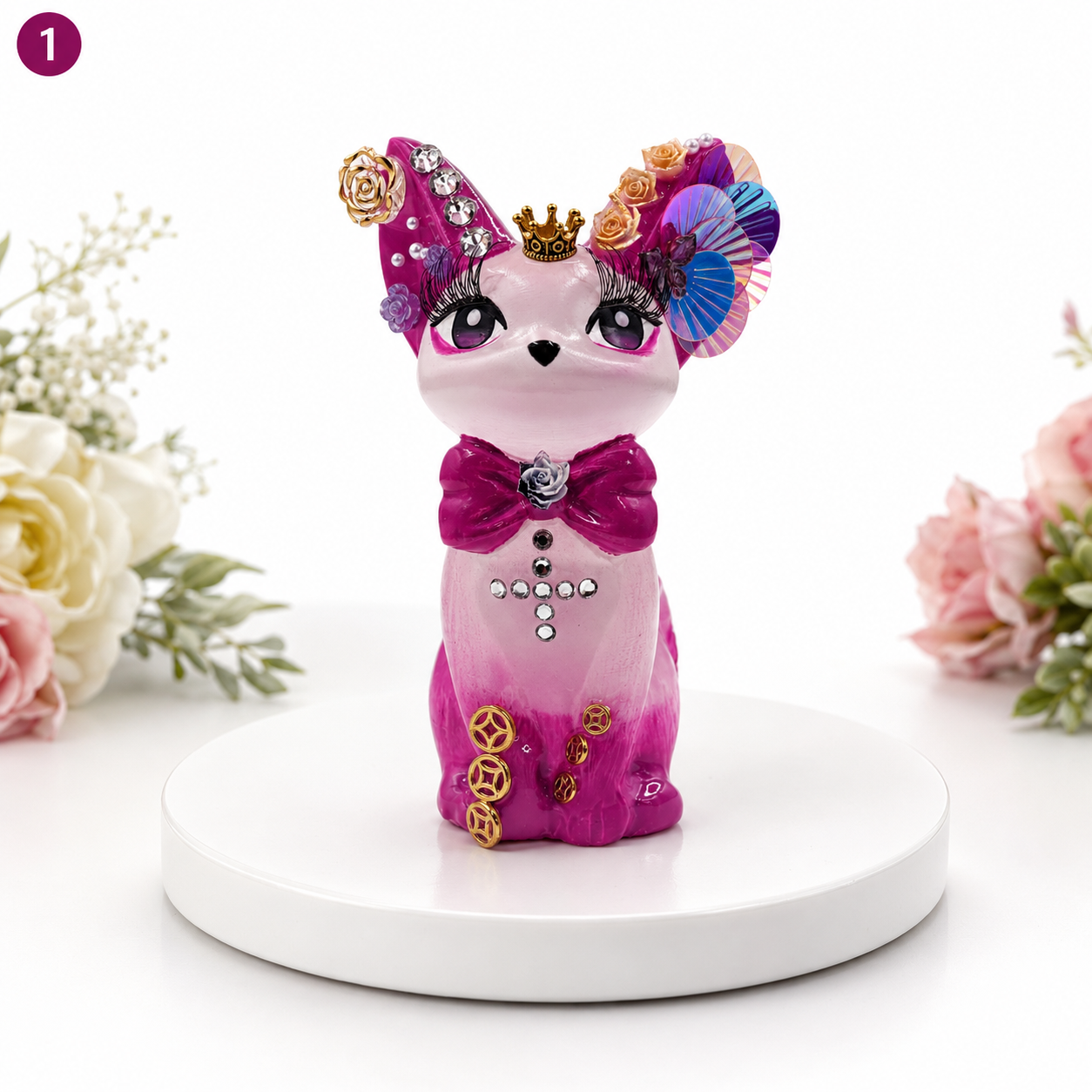 Selenite Royal Kitty Figurine | Handcrafted Premium Selenite Stone | Hand-Painted Embellished Cat Décor | Luxury Home Décor & Gifting 2
