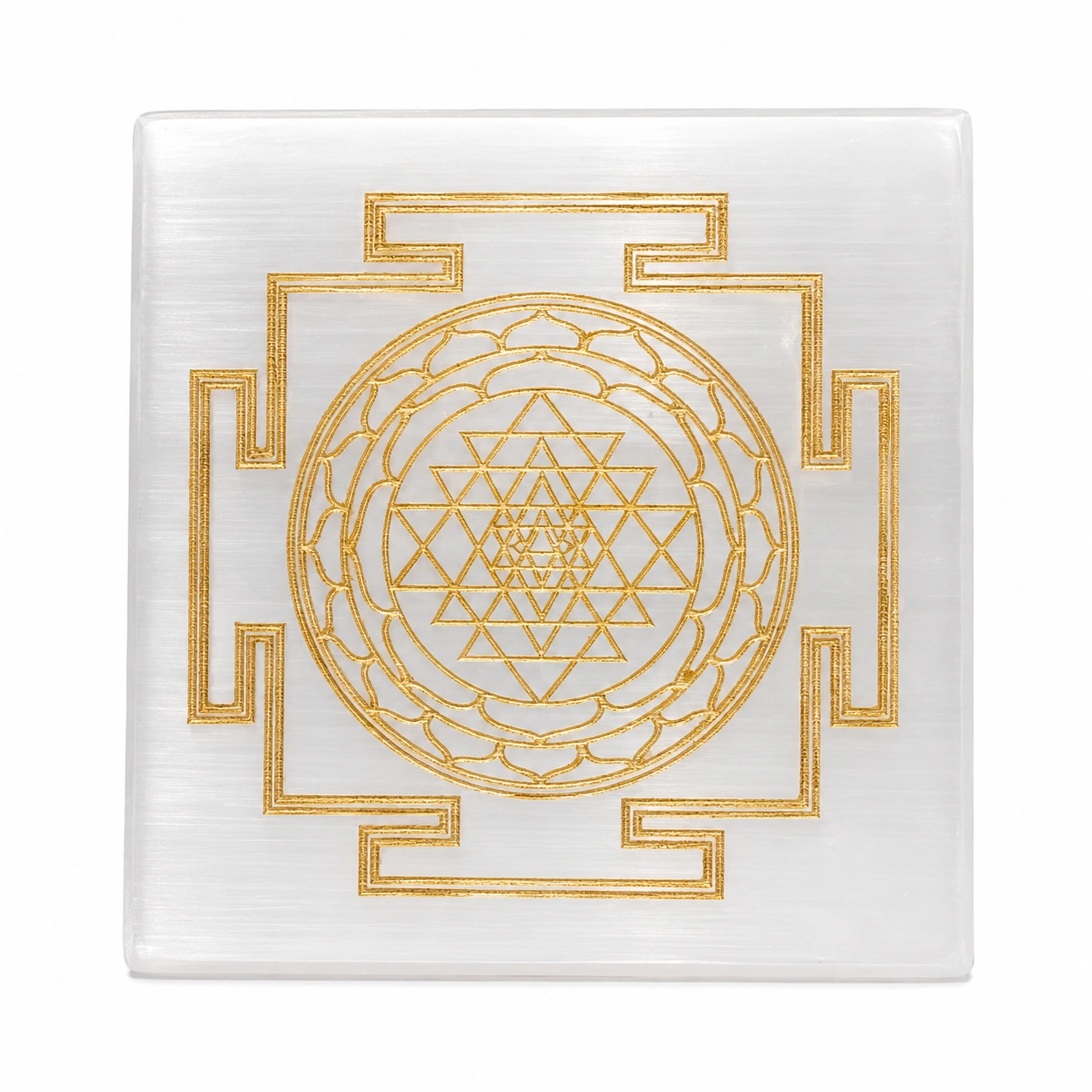 Shree Yantra Selenite Plate for Vastu, Meditation & Prosperity 2